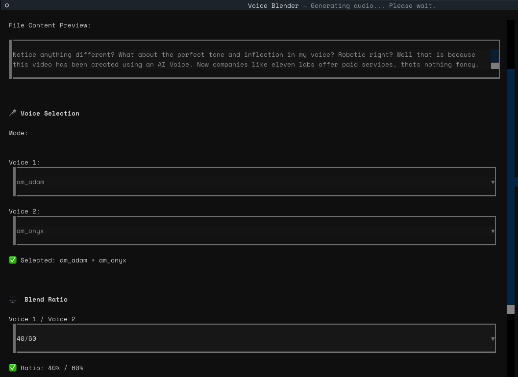 TTS Blendr Preview - Text-to-speech blending interface